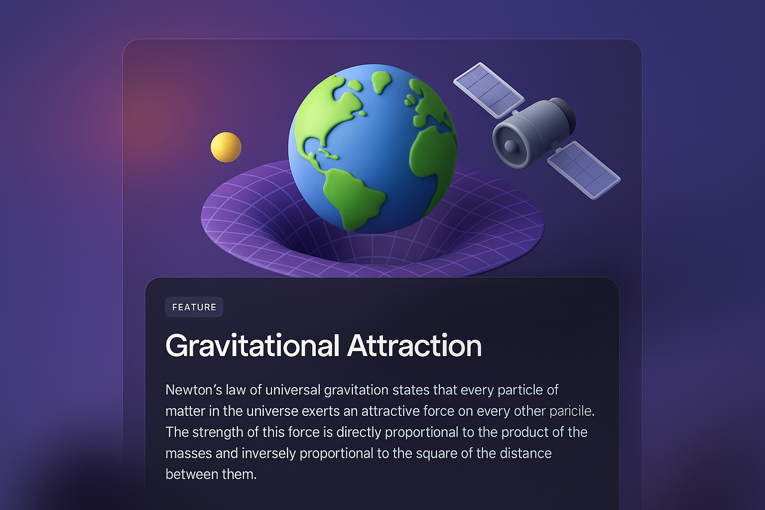 3D Web Page Design for Physics: Gravitational Attraction