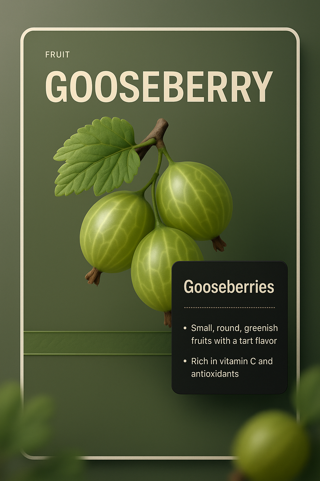 3D Illustration of Gooseberries with Design Elements