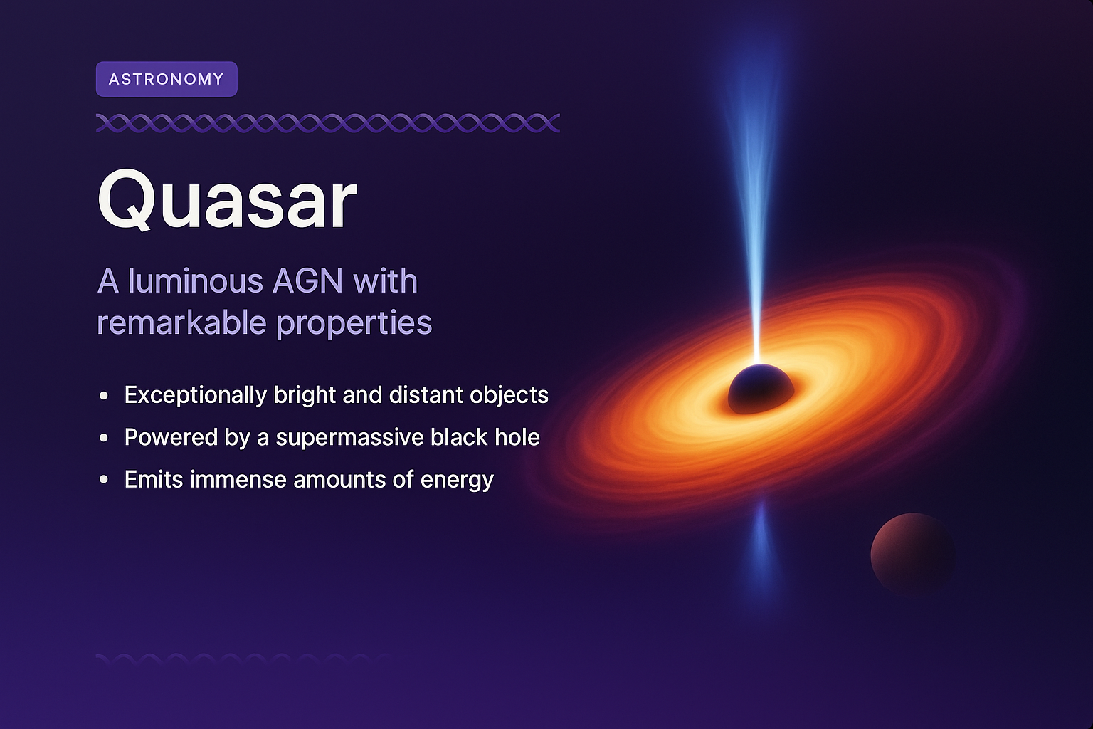 Stunning Quasar Illustration with Informative Text