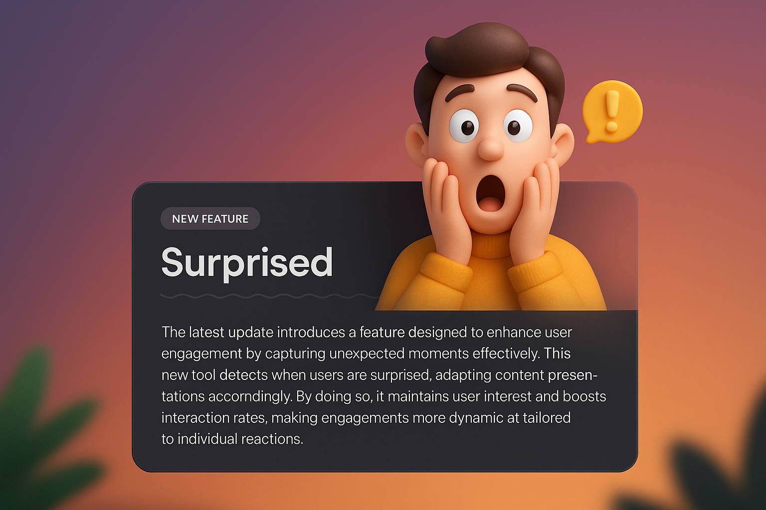 3D Web Page Design Featuring Surprised Character