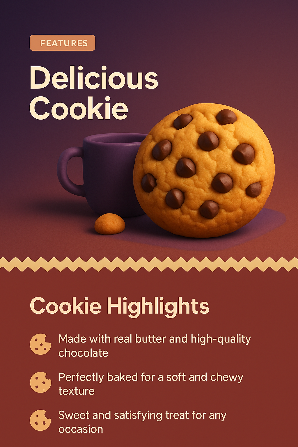 3D Graphic Landing Page Featuring Delicious Cookie